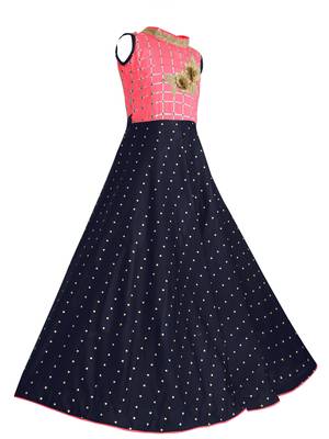 Pink woven satin kids-girl-gowns 2