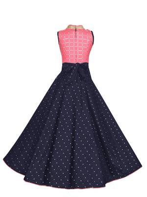 Pink woven satin kids-girl-gowns 3
