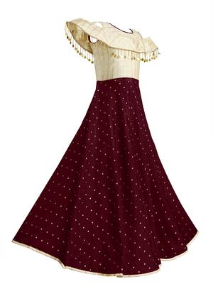 Maroon woven taffeta kids-girl-gowns 2