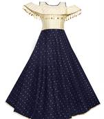 Blue woven taffeta kids-girl-gowns