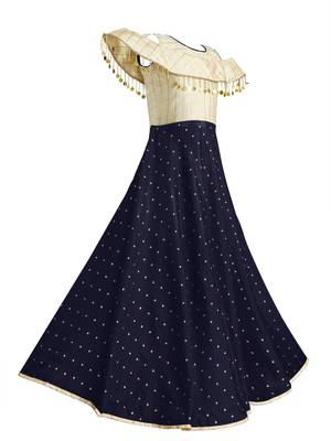Blue woven taffeta kids-girl-gowns 2