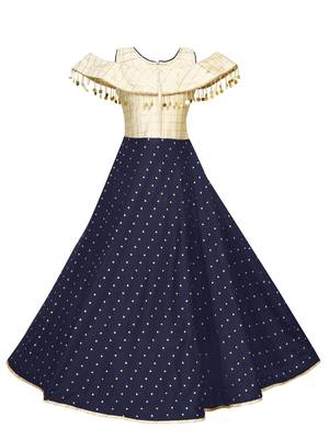Blue woven taffeta kids-girl-gowns 3