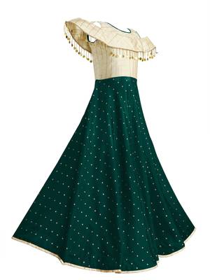 Green woven taffeta kids-girl-gowns 2