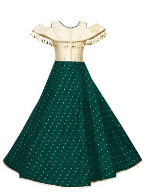 Green woven taffeta kids-girl-gowns 3