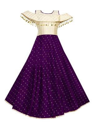 Purple woven taffeta kids-girl-gowns 1