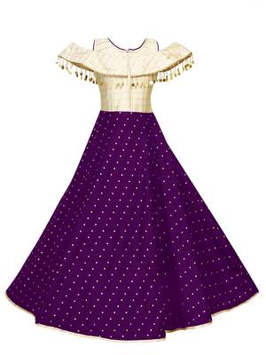 Purple woven taffeta kids-girl-gowns 3