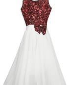 Red embroidered velvet kids-girl-gowns