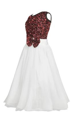 Red embroidered velvet kids-girl-gowns 2