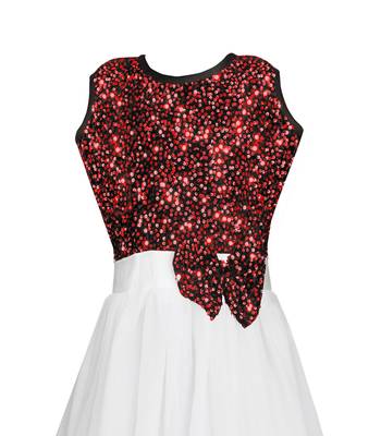 Red embroidered velvet kids-girl-gowns 4