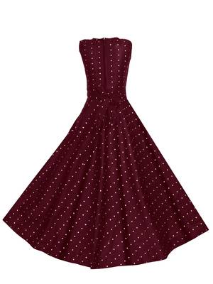 Maroon woven taffeta kids-girl-gowns 3