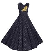 Blue woven taffeta kids-girl-gowns
