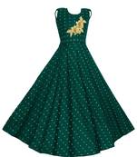 Green woven taffeta kids-girl-gowns