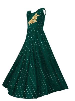 Green woven taffeta kids-girl-gowns 2