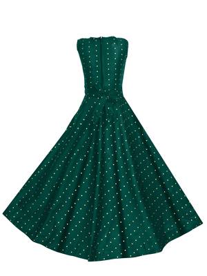 Green woven taffeta kids-girl-gowns 3