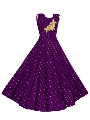 Purple woven taffeta kids-girl-gowns 1