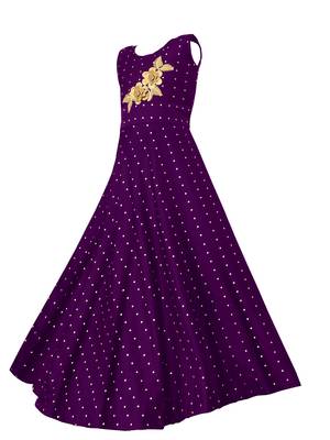 Purple woven taffeta kids-girl-gowns 2