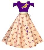 Purple printed taffeta girls-top-bottom