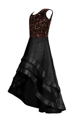Gold woven velvet kids-girl-gowns 2