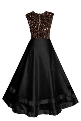 Gold woven velvet kids-girl-gowns 3