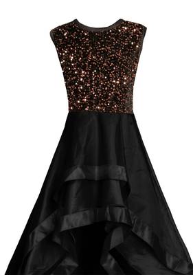 Gold woven velvet kids-girl-gowns 4