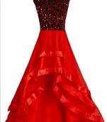 Red woven velvet kids-girl-gowns