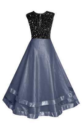 Silver woven velvet kids-girl-gowns 3