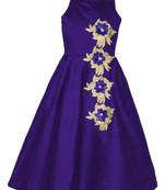 Purple plain taffeta kids-girl-gowns
