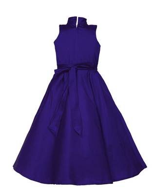 Purple plain taffeta kids-girl-gowns 3