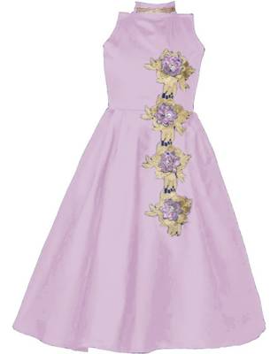 Pink plain taffeta kids-girl-gowns 1