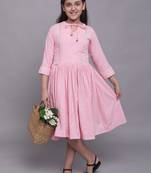 Pink embroidered cotton kids-frocks