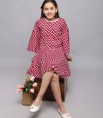 Maroon printed crepe kids-tops
