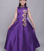Purple woven taffeta kids-girl-gowns