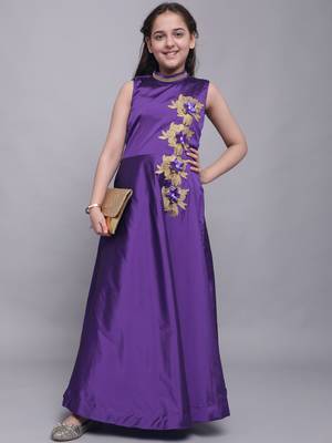 Purple woven taffeta kids-girl-gowns 2
