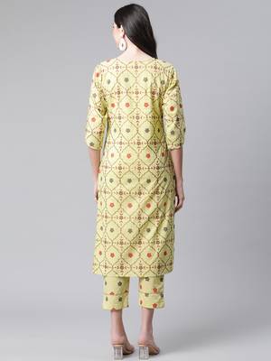 Light-green printed cotton cotton-kurtis 2