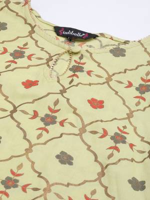 Light-green printed cotton cotton-kurtis 3