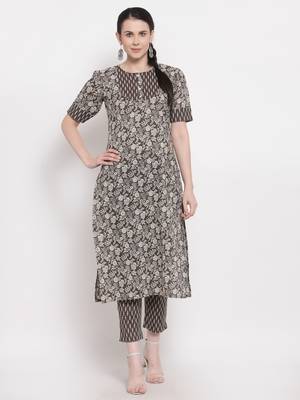 Coffee printed cotton cotton-kurtis 1