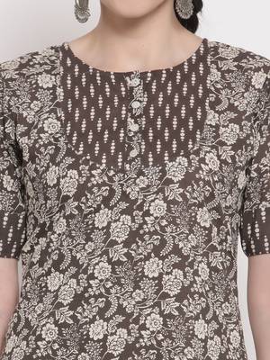 Coffee printed cotton cotton-kurtis 3