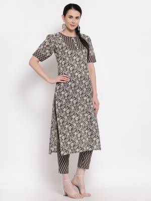 Coffee printed cotton cotton-kurtis 5