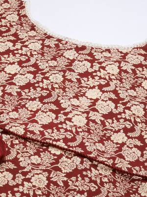 Maroon printed cotton cotton-kurtis 3