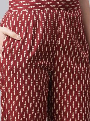 Maroon printed cotton cotton-kurtis 4