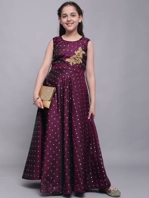 Purple woven taffeta kids-girl-gowns 1