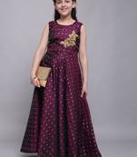 Purple woven taffeta kids-girl-gowns