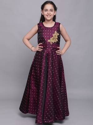 Purple woven taffeta kids-girl-gowns 2