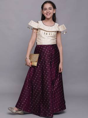 Purple woven taffeta kids-girl-gowns 1