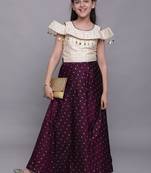 Purple woven taffeta kids-girl-gowns