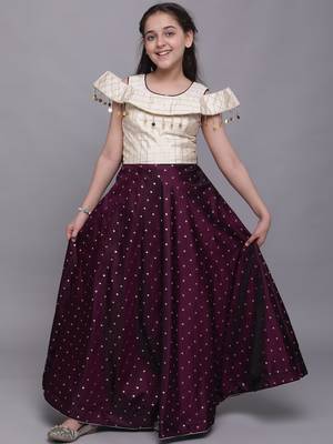 Purple woven taffeta kids-girl-gowns 2