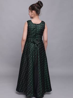 Green woven taffeta kids-girl-gowns 4
