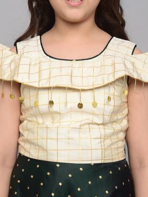 Green woven taffeta kids-girl-gowns 5
