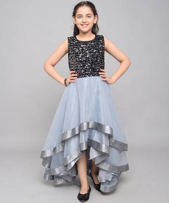Silver embroidered velvet kids-girl-gowns 2