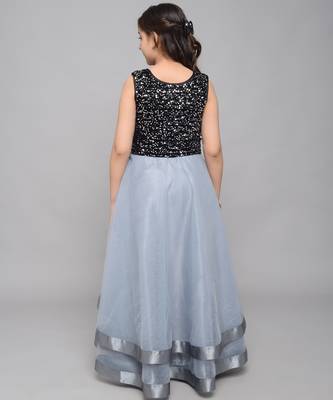 Silver embroidered velvet kids-girl-gowns 4